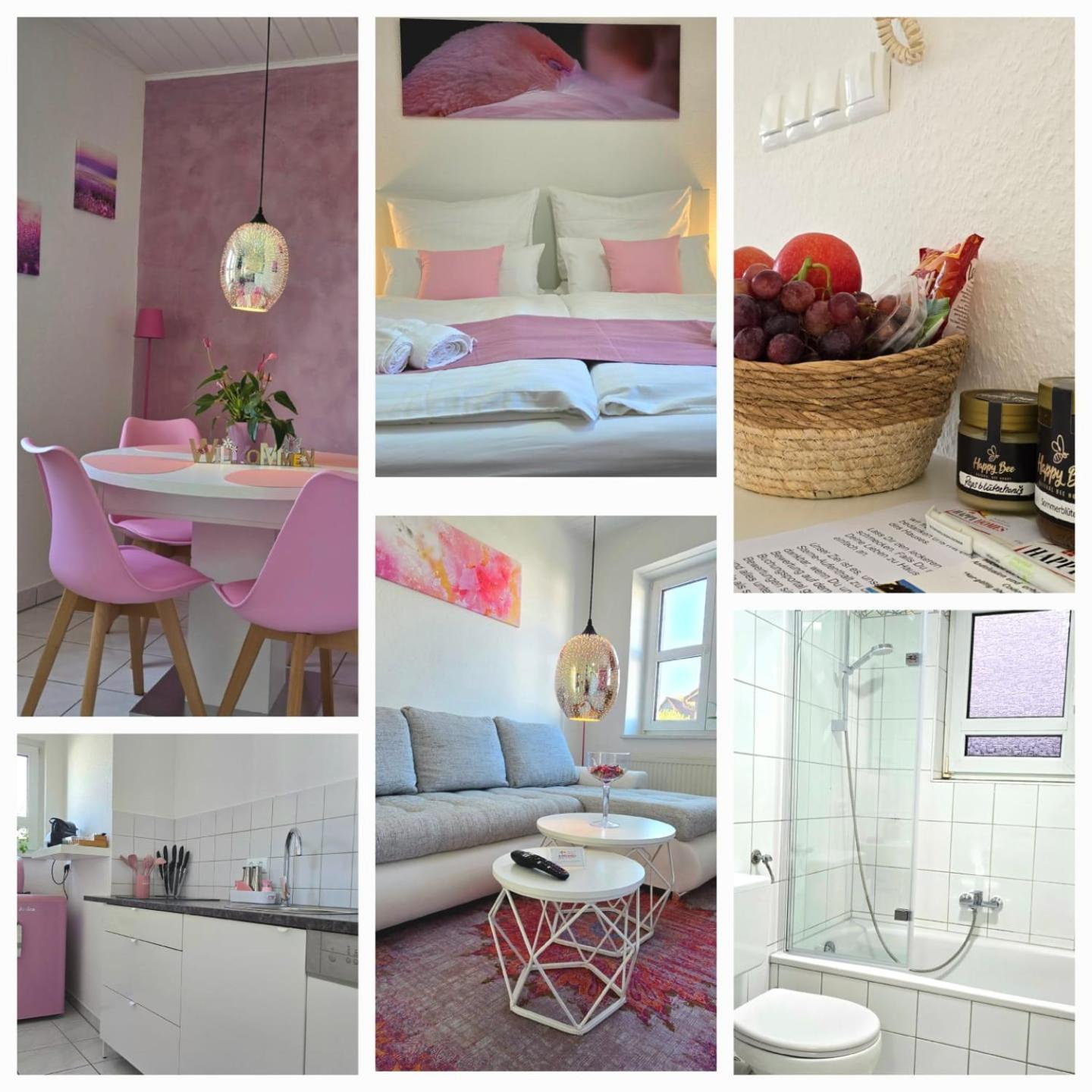 Happy Homes Pink - Up To 5 - Kueche - W-Lan - Netflix - Honig - Badewanne Nidda Exteriör bild